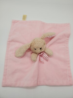 Dan Dee Walmart MTY Pink Bunny Rabbit Baby Security Blanket Plush Rattle Stripes
