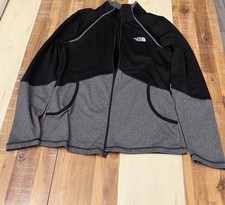 The North Face Women's Colorblock Track Jacket Full Zip Pockets Black Gray S