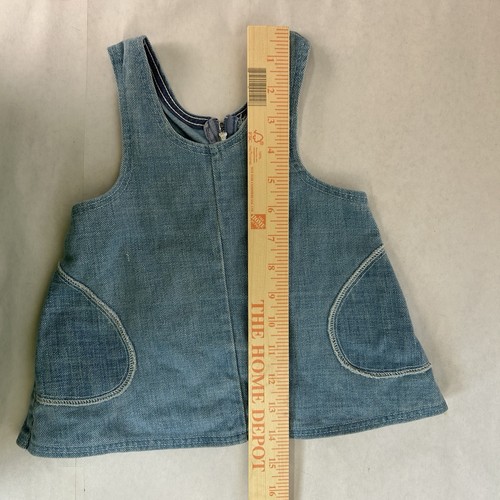 Vintage Denim Top Kids Girls 1T Blue Sleeveless Tank Zip Up - Picture 14 of 15