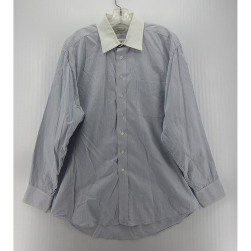 Aquascutum, VINTAGE Aquascutum Shirt Men 16 Blue White Button Up Striped Preppy England *