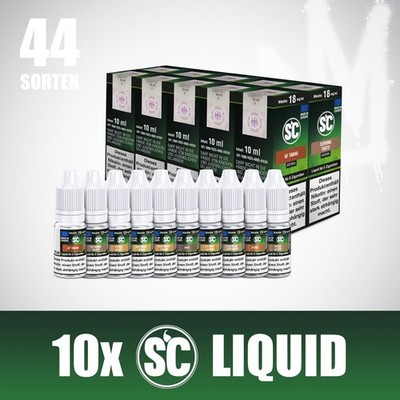 10x SC Liquid E-Liquid für E-Zigarette & Vape mit 0/3/6/12/18mg Nikotin Sparset