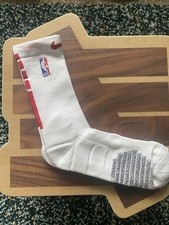 Nike NBA Authentic L Crew Socks White Red Quick Player Team Issued On Court