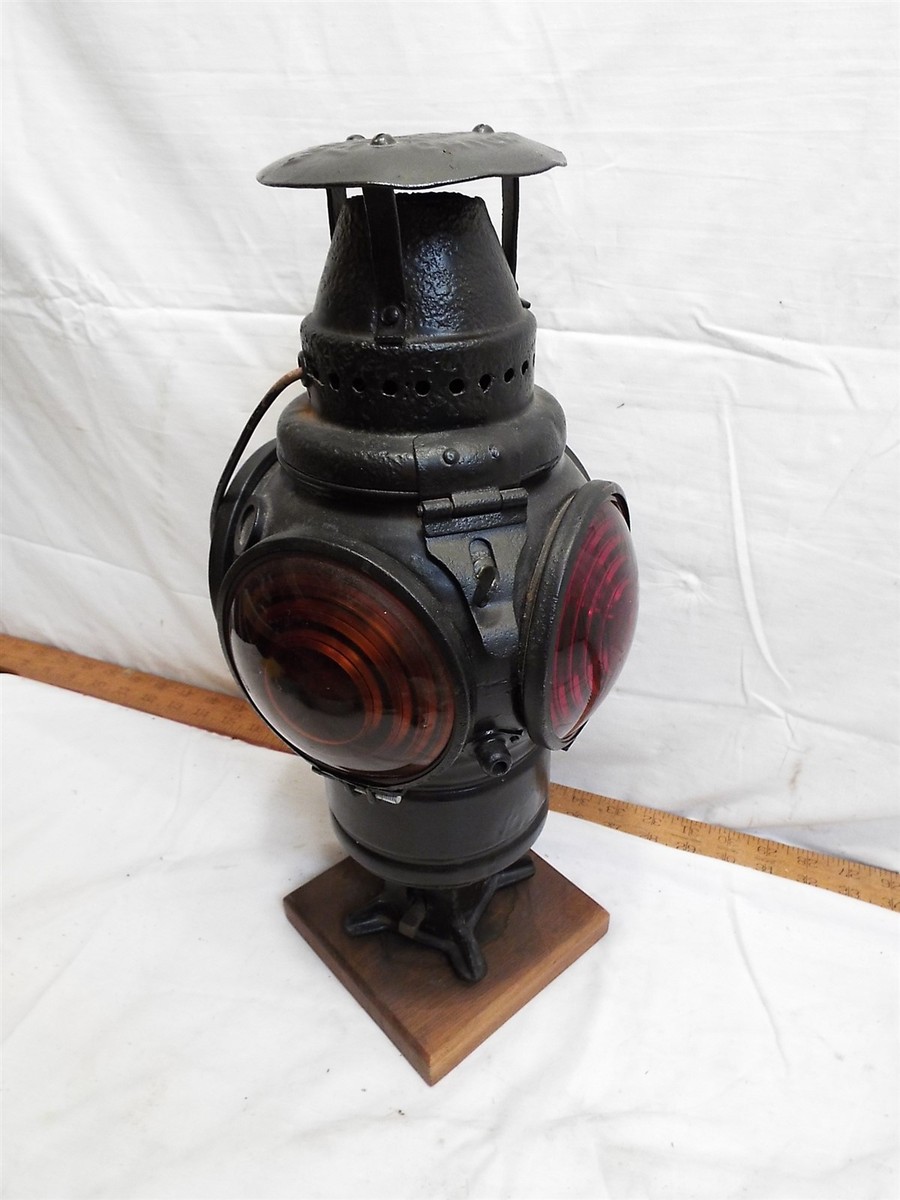 Vintage Adlake 4-Way Railroad Switch Signal Lantern Train RR Lamp
