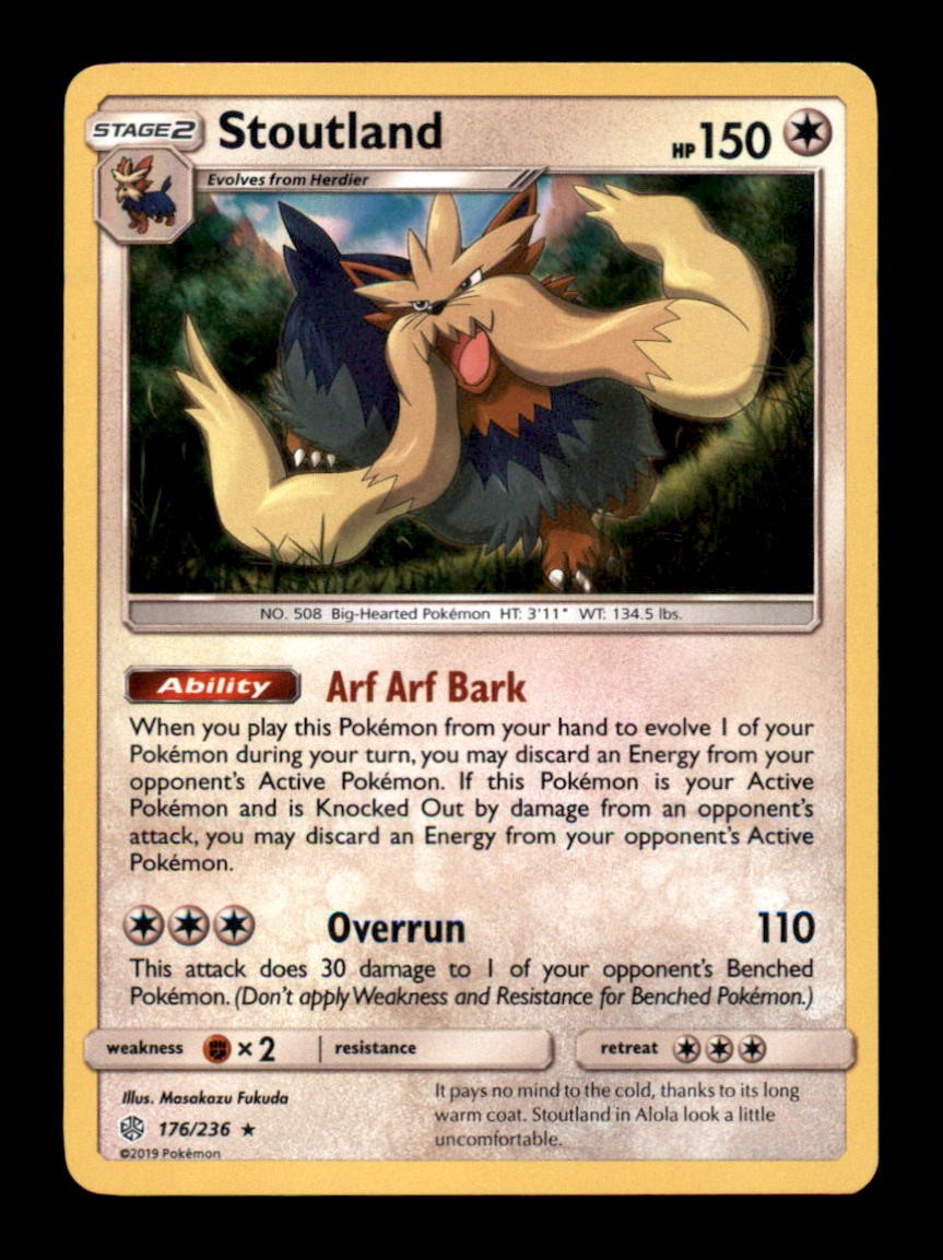 Stoutland 176/236 Holo Cosmic Eclipse Pokemon NM