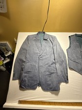 Vintage Suit Blazer Vest Set Grey Linen Texture