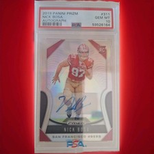 2019 Panini Prizm #311 SILVER AUTO NICK BOSA PSA 10 RC Rookie. LOW LOW Pop!!!