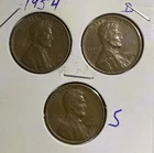 1954 P, D & S Lincoln Wheat Cent, Penny,  Fine Condition