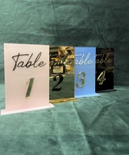 Acrylic Table Numbers | Modern Freestanding Sign with Diferent colors