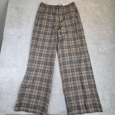 American Eagle Super High-Rise Baggy Wide Leg Plaid Pants 8 Long NWT