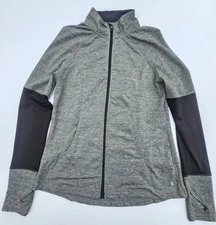 DANSKIN Jacket Women Zip Thumbholes Stretch Active Running Layers Medium Full