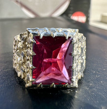 Natural Ruby Gemstone with 925 Sterling Silver Ring for Men's Ring Men's Jewelry