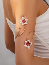 Multicolor Floral Open Arm Chain One Size Gold Bridal Festival Jewelry