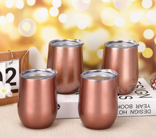 4 Piece Rose Gold Tumbler, Stainless Steel Do...