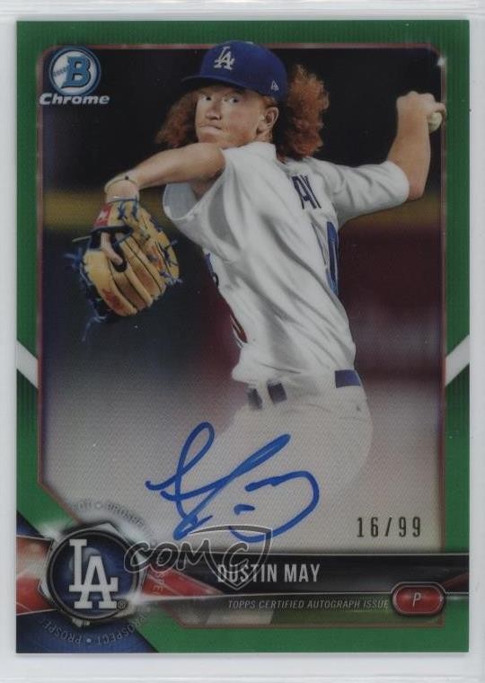 2018 Bowman Chrome Prospect Green Refractor 16/99 Dustin May #BCPA-DM Auto zr9