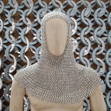 Aluminum Chainmail Coif Ren Faire LARP Viking Costume Halloween Hood
