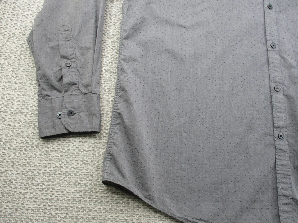 Murano Shirt Mens XL Gray Long Sleeve Button Up Casual Dress Subtle Dot Pattern - Image 3 of 4