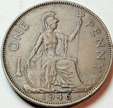 1946 Great Britain One Penny  - King George VI ~ KM#845 30.8MM ~ High Grade GB89