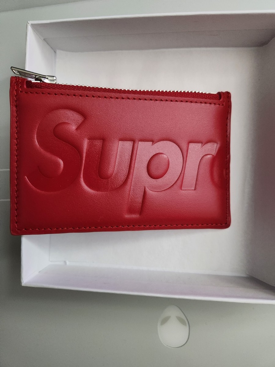 Supreme Leather Zip Card Holder Red SS25 (Made in Italy) Ready To