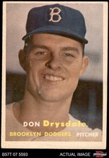 1957 Topps #18 Don Drysdale Dodgers RC HOF 4 - VG/EX