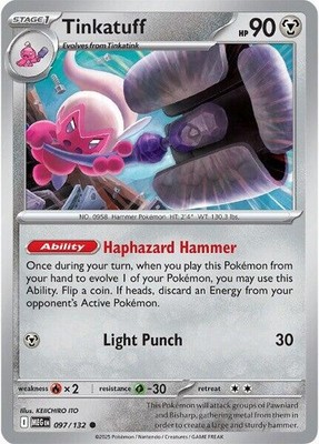 Tinkatuff MEG 097/132 Pokémon ME01: Mega Evolution Common Reverse Holofoil EN NM