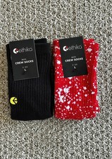 Ethika Boys Crew Socks Size Large 2-5.5 Youth Red White Black New With Tags