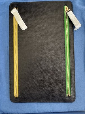 Smythson Black Zip-Around Travel Wallet Leather Document Holder, Black