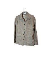 Free People Jacket Womens XS Beige Linen Blend Utility Chore Pockets Lined