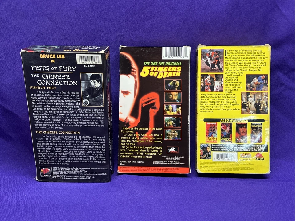 Bruce Lee 2 VHS Box Set 1998/Shaolin Traitorous/5 Fingers Of Death~Martial Arts~ - Image 2 of 4