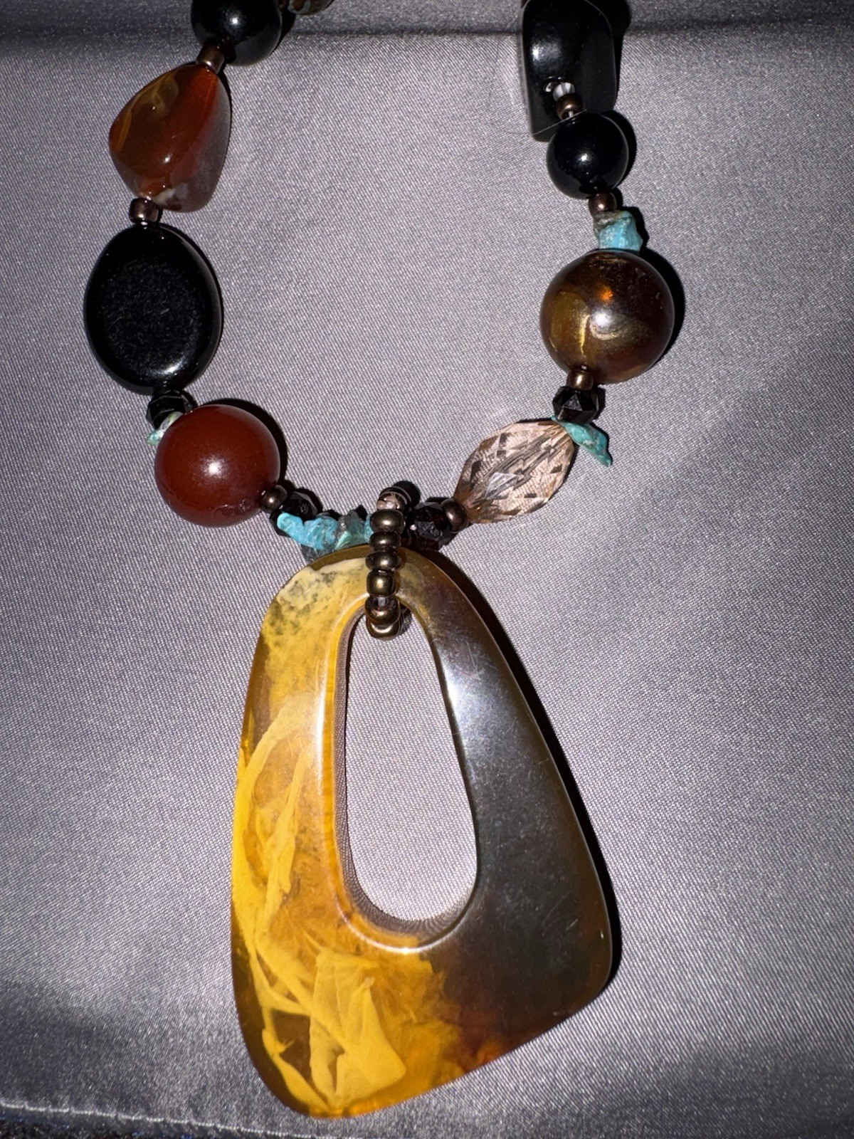 Artisan, multi gemstone statement, necklace, Onyx… - image 3