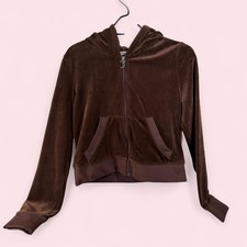 Juicy Couture Brown Velour Rhinestone Zip Up Hoodie