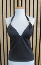 Small Victoria's Secret Pelosa Black Swim Halter Tie Padded Push-Up Tankini Top