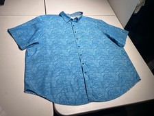 Robert Graham Shirt Men  s 3XL Paisley Print Blue Teal Short Sleeve Button Up