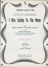 I Was Saying To The Moon 1936 GO WEST YOUNG MAN Movie MAE WEST Sheet Music!