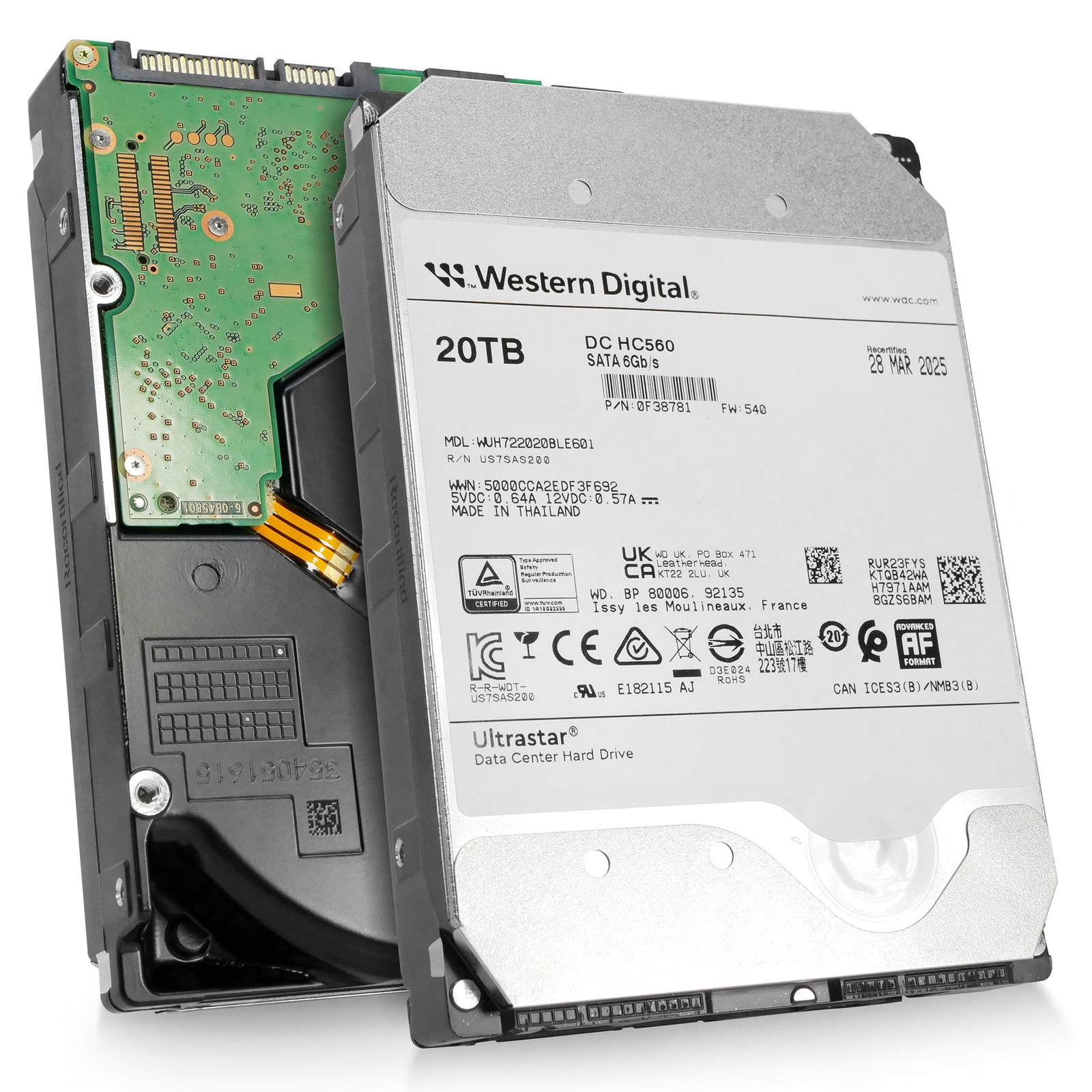 WD DC HC560 20TB WUH722020BLE601 0F38781 7.2K RPM SATA 6Gb/s 512e 3.5" HDD