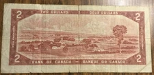 1954 BANK OF CANADA TWO DOLLARS 2$ BANK NOTE