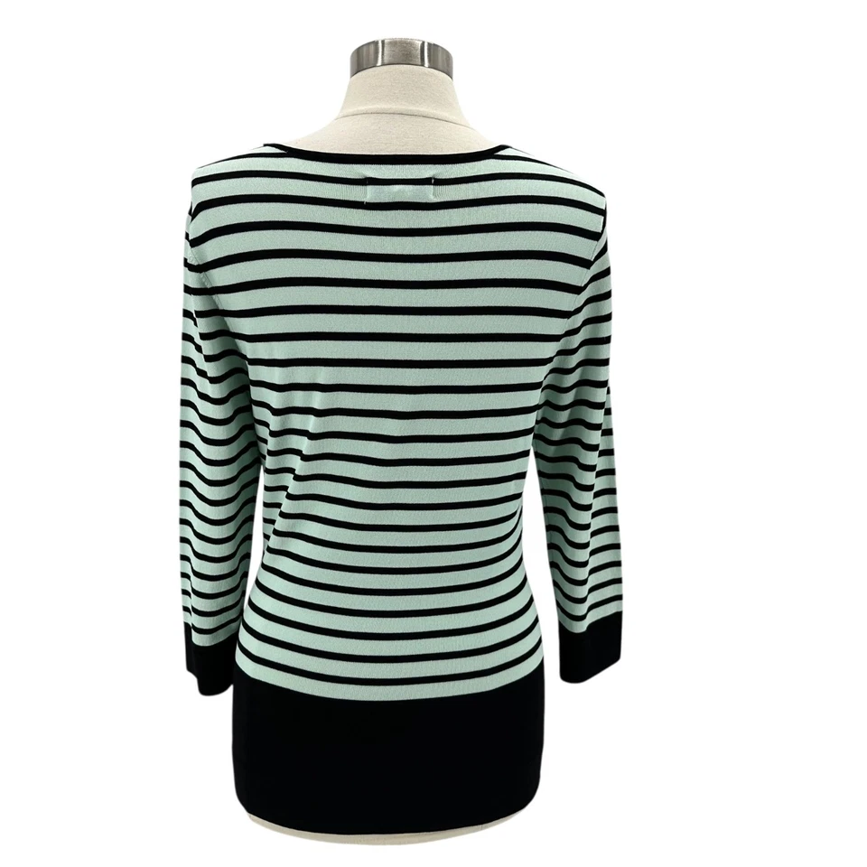 Suéter de punto mediano para mujer Elle ligero ajustado a rayas verde menta negro Foto 4 de 4