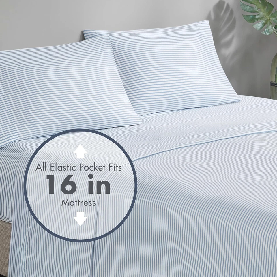 Essentials Jaxon Juego de Edredón Cama en Bolsa con Sábana, Diseño a Rayas Estampadas, M Foto 4 de 4