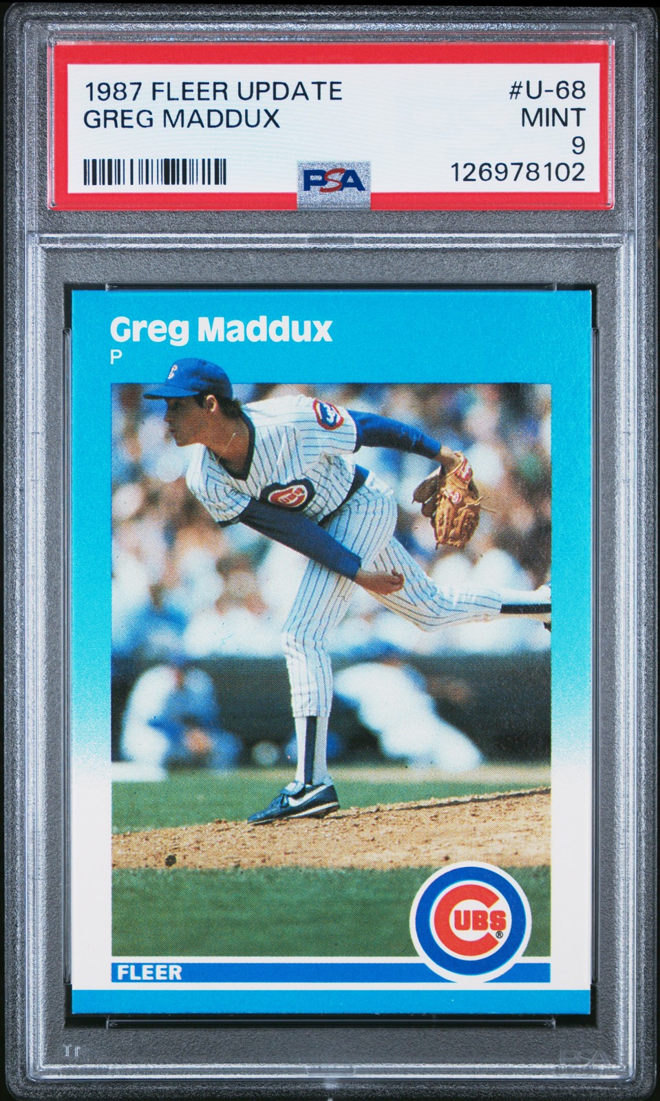 1987 FLEER UPDATE #U-68 GREG MADDUX ROOKIE RC PSA 9