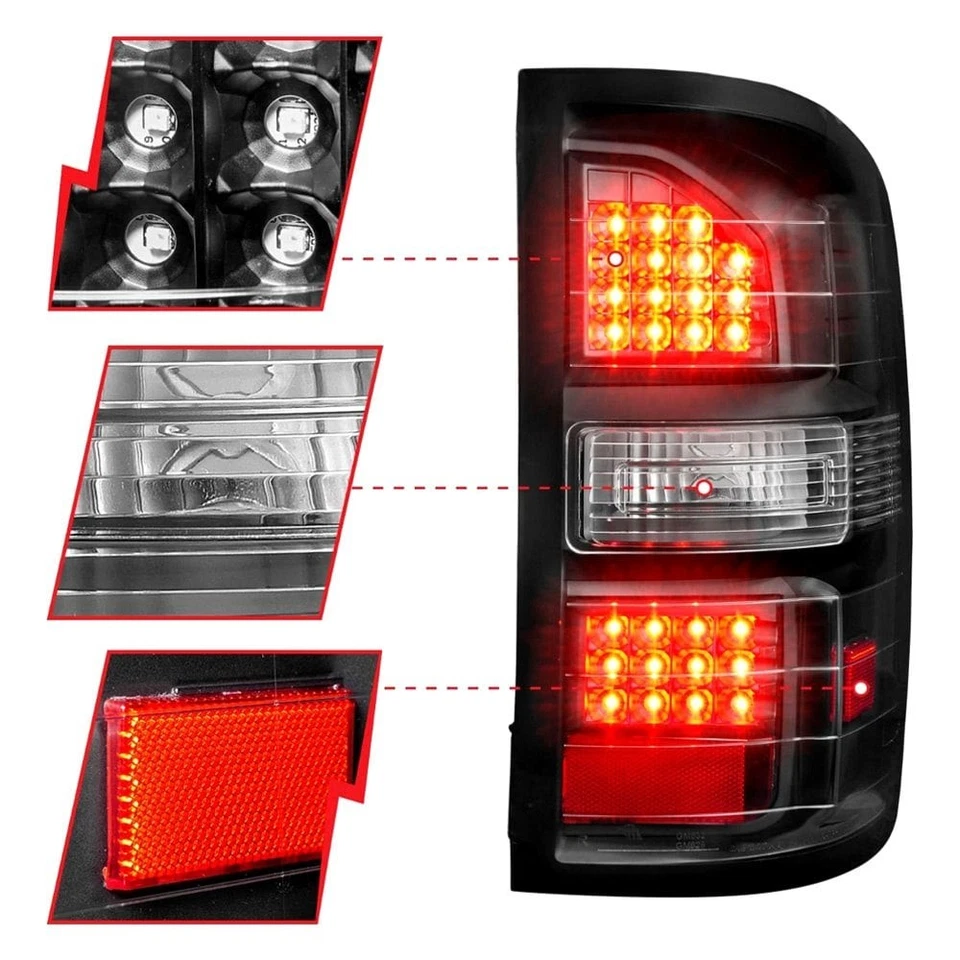 For GMC Sierra 2500 HD 14-19 Anzo Driver & Passenger Side Black LED Tail Lights - Imagem 3 de 4