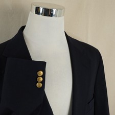 Polo University Club Ralph Lauren 44R Blazer Wool Navy Blue Gold Two Button