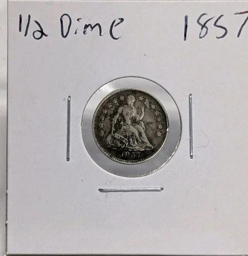 1857-P Philadelphia Seated Liberty Silver Half 1/2 Dime Better Grade