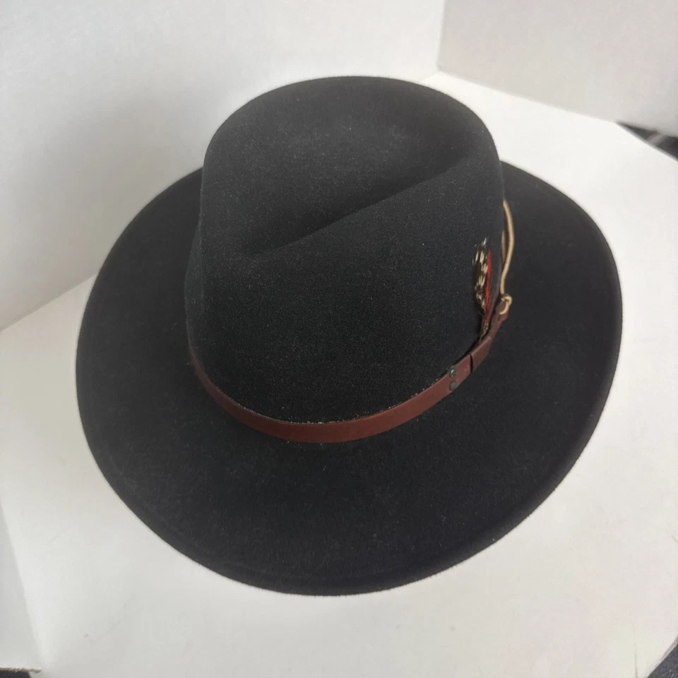 Sombrero de Colección New York Hat Co Para Hombres Mediano Ala Negra 100% Lana Fieltro Sombrero Con Pluma Foto 2 de 4