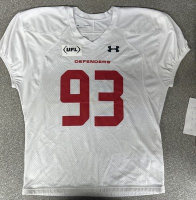 UFL Under Armour Football DC Defenders White Jersey Number 93 XL