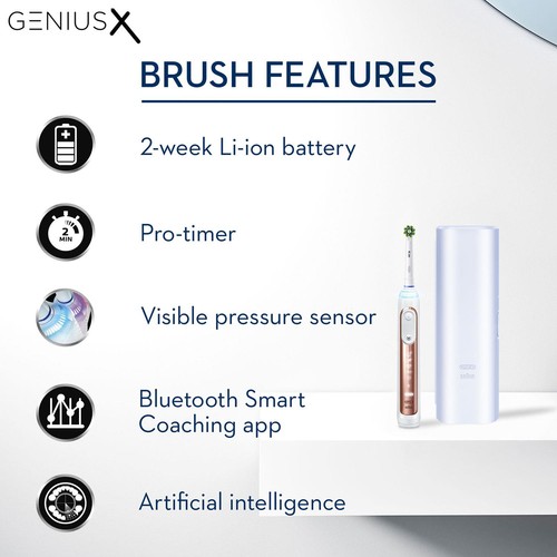 Oral-B Genius X Smart akumulatorowa szczoteczka do zębów z etui podróżnym, różowe złoto - Zdjęcie 5 z 11