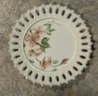 Vintage Milk Glass Hand Painted Plate Apple Blossoms