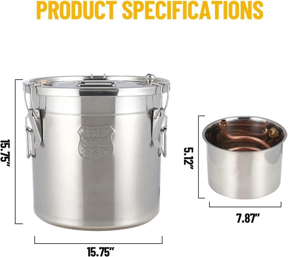 Destilador de Alcohol - Kit de Licores con Bomba de Circulación, Tubo de Cobre Termómetro Doble Foto 3 de 4