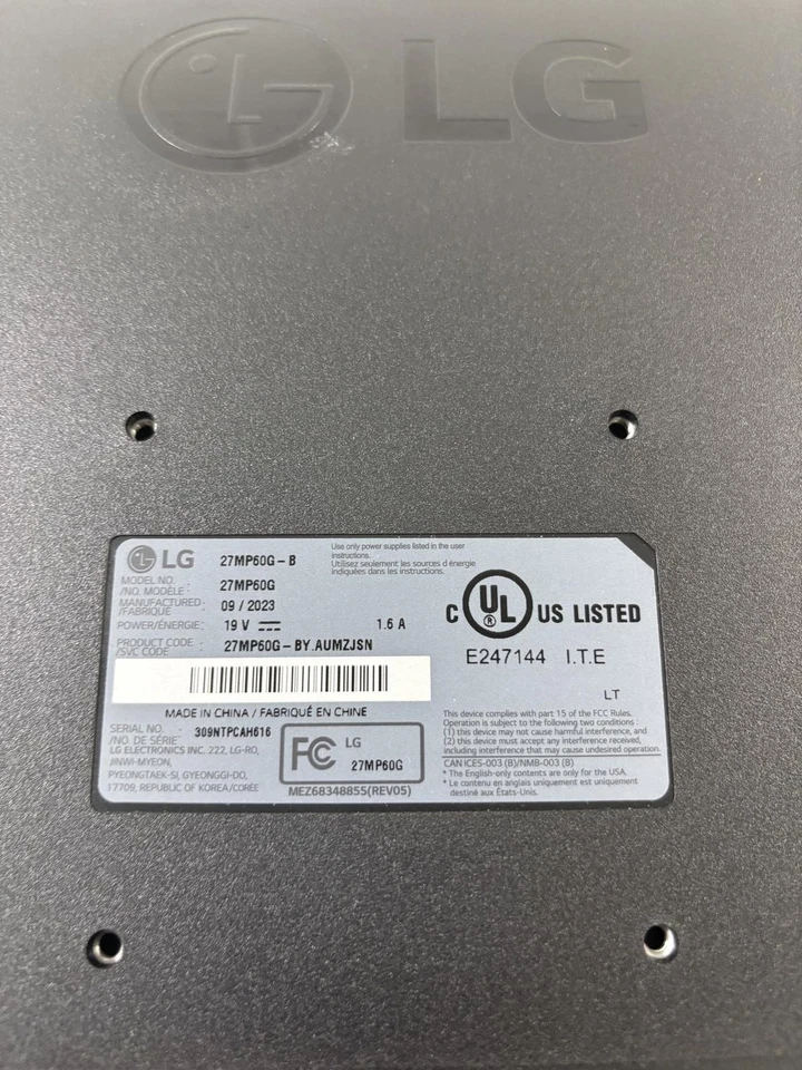 LG FHD 27-Inch Computer Monitor 27MP60G-B, IPS with AMD FreeSync - READ!!! - Image 4 of 4