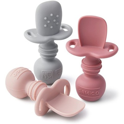 SAMiGO Silicone Baby Spoons Self Feeding 6+ Months - Infant Toddler Utensils ...