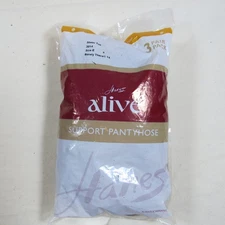 Hanes Alive Support Pantyhose Non Control Top Sheer Toe Barely There 3014 Size E