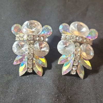 Dragonfly Stud Earrings Multicolor Clear Simulated Crystal Rhinestone Screw Back